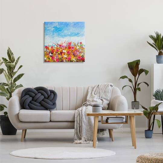 Stupell Industries Bold Summer Blooming Flower Field Under Cloudy Sky Canvas Wall Art